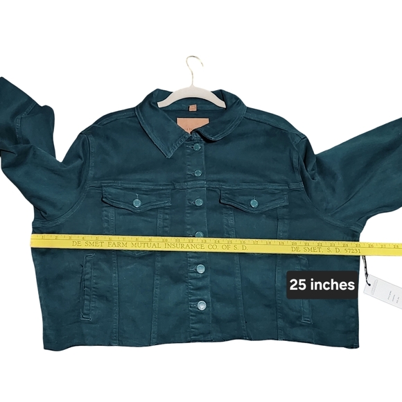 JUDY BLUE Cropped Denim Jacket Plus 3XL Teal Raw Hem Stretch JB7864 NEW - Picture 9 of 15